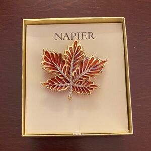 Napier Red and Gold Leaf Pin
